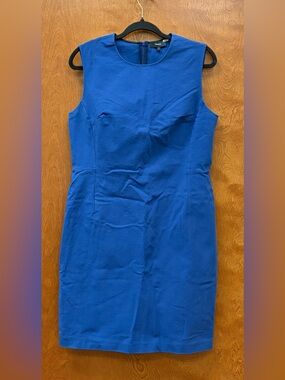 Theory Sleeveless Fitted Sheath Dress Royal/Cobalt Blue Signature Stretch SZ 12